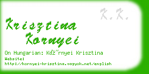 krisztina kornyei business card